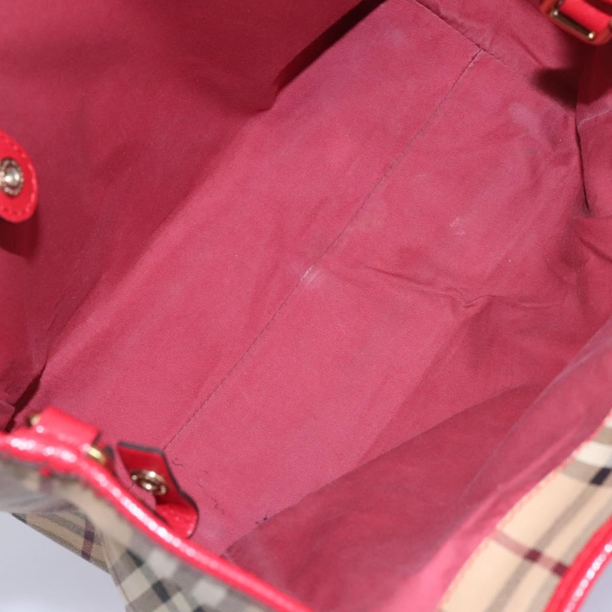 BURBERRY Nova Check Shoulder Bag PVC Leather Beige Auth 114263