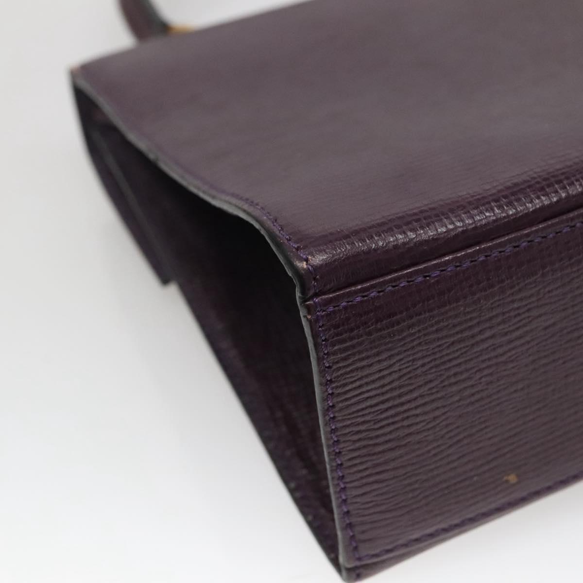 CELINE Hand Bag Leather Purple Auth 114282