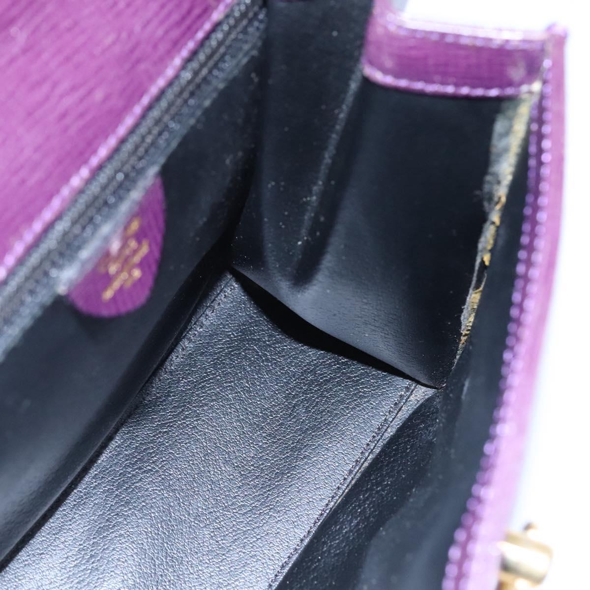 CELINE Hand Bag Leather Purple Auth 114282