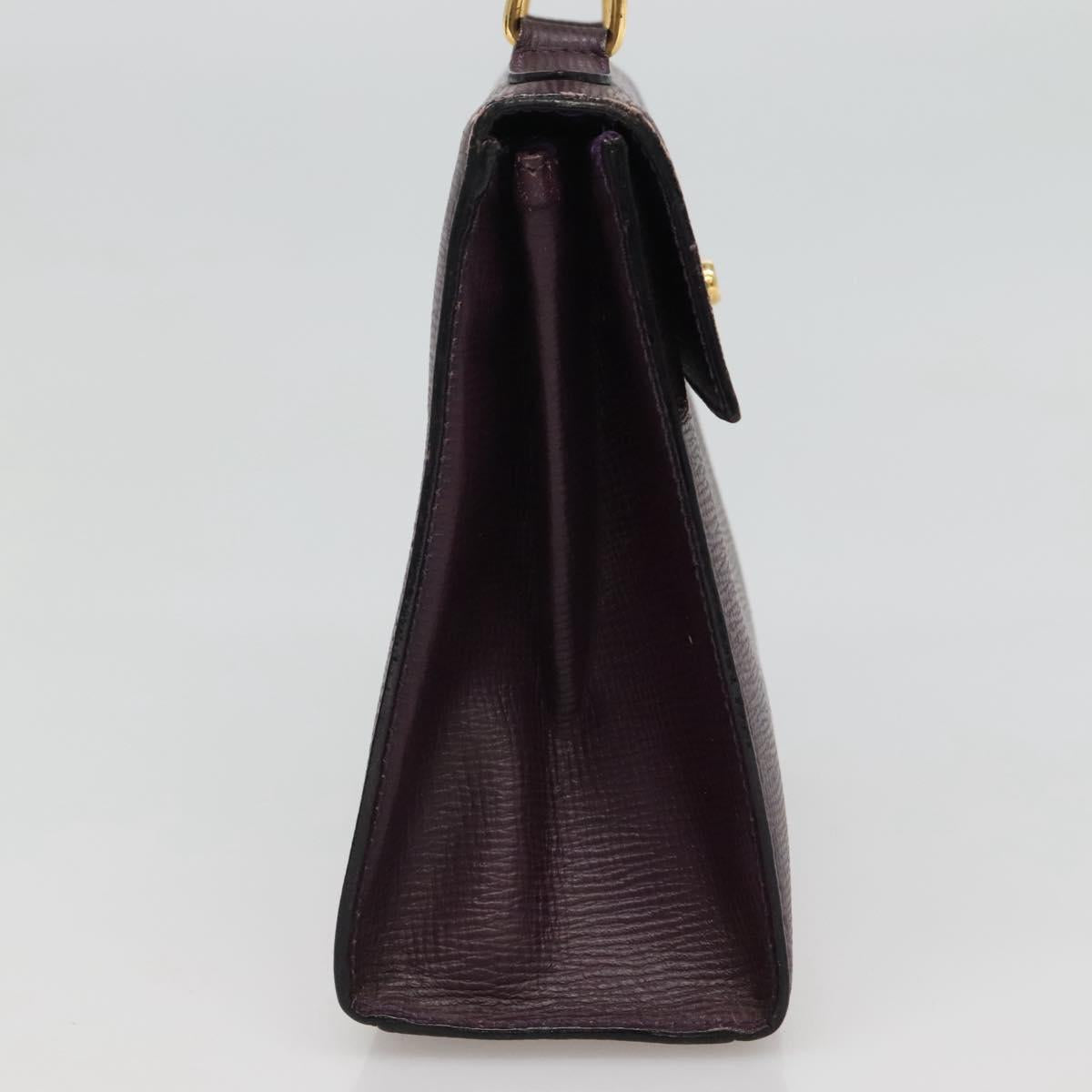 CELINE Hand Bag Leather Purple Auth 114282