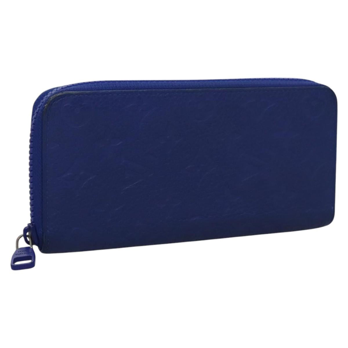 LOUIS VUITTON Taurillon Monogram Zippy Wallet Wallet Blue M80791 LV Auth 114310