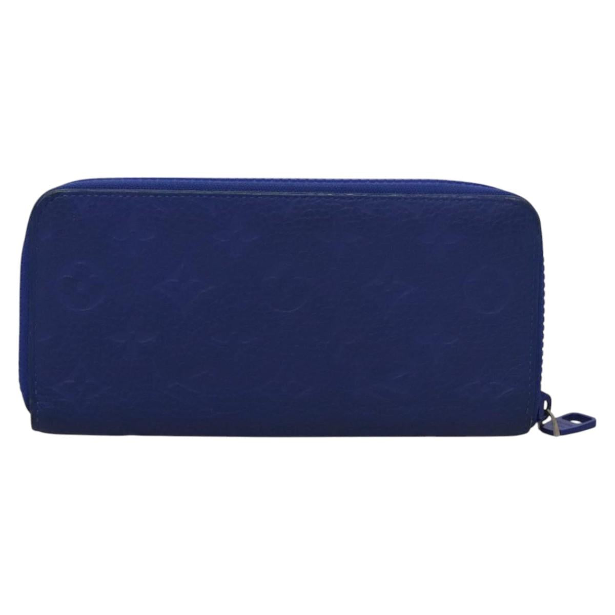 LOUIS VUITTON Taurillon Monogram Zippy Wallet Wallet Blue M80791 LV Auth 114310