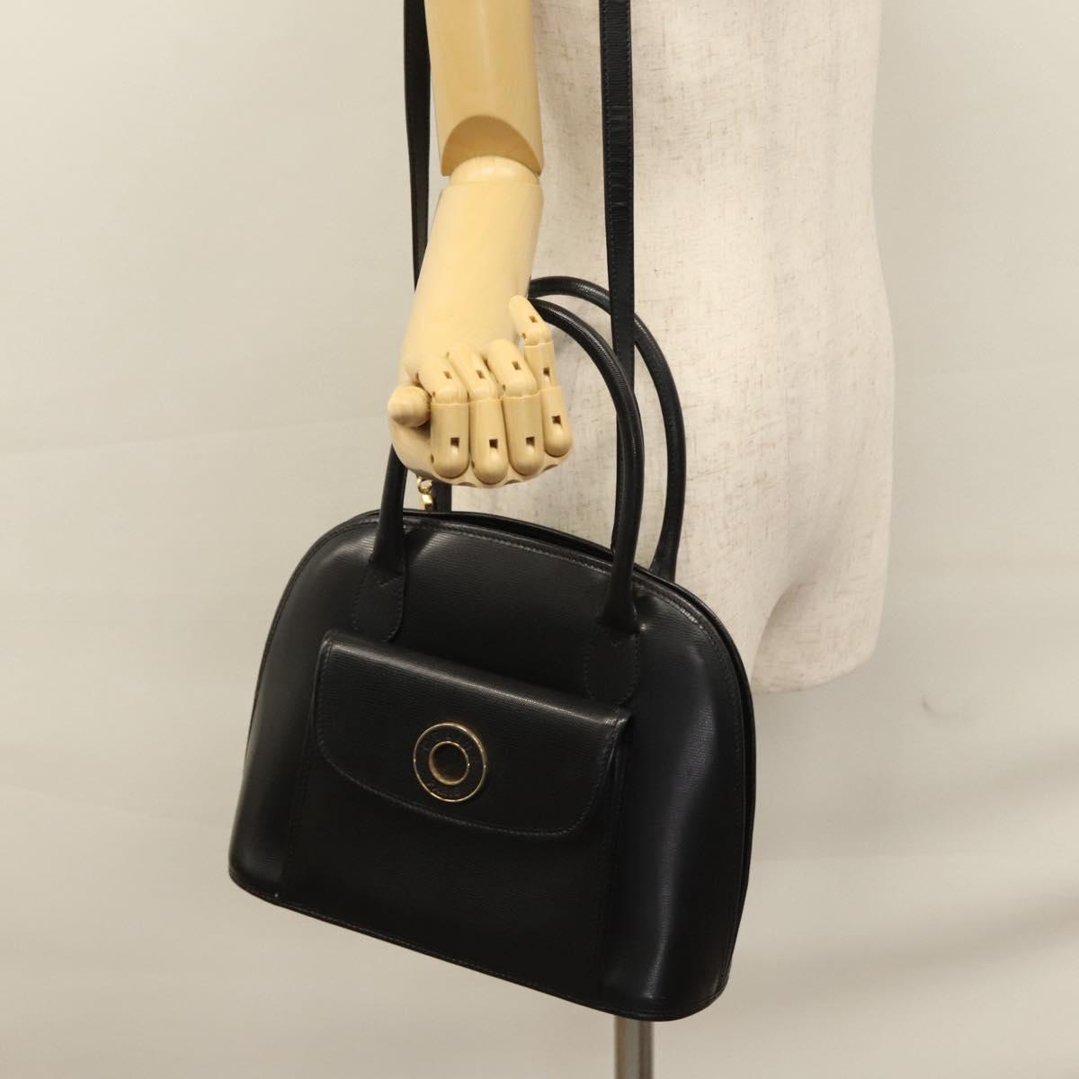 CELINE Hand Bag Leather 2way Black Auth 114324V