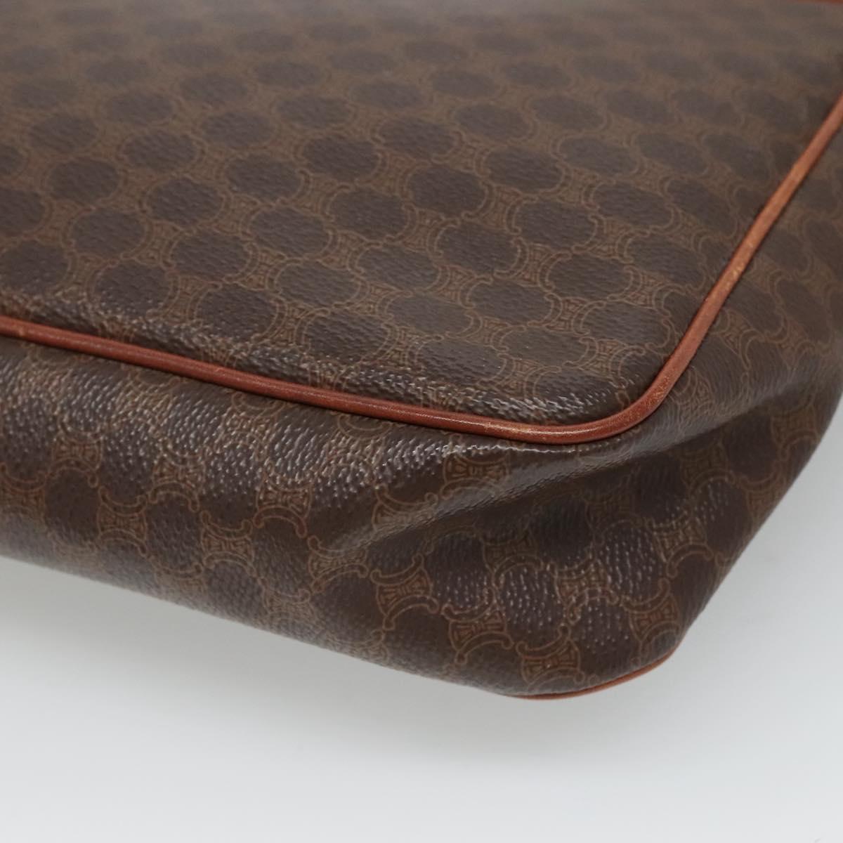 CELINE Macadam Canvas Shoulder Bag PVC Brown Gold Auth 114341