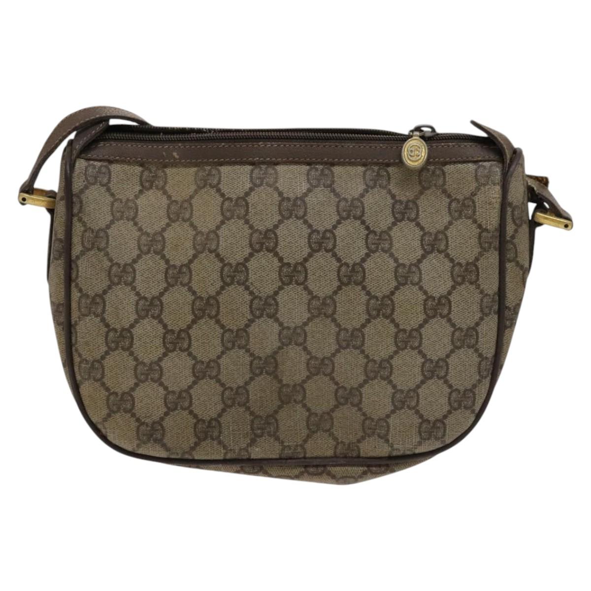 GUCCI GG Supreme Shoulder Bag PVC Leather Beige Green Red Auth 114357