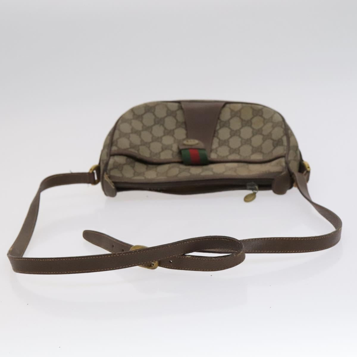 GUCCI GG Supreme Shoulder Bag PVC Leather Beige Green Red Auth 114357