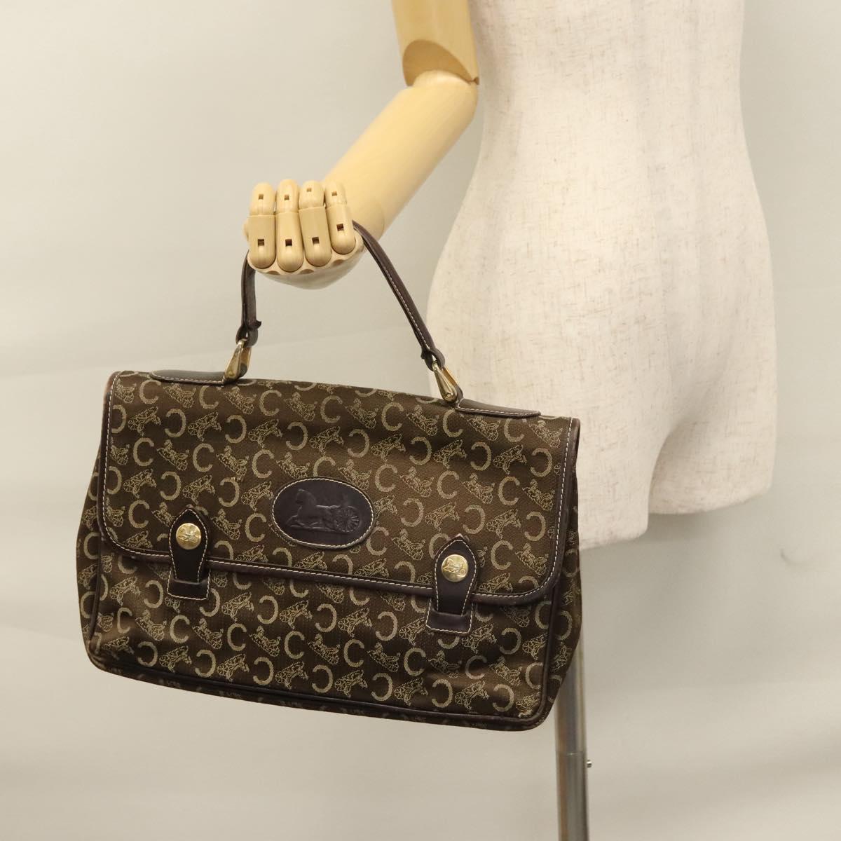 CELINE C Sulky Hand Bag Canvas Brown Auth 114369