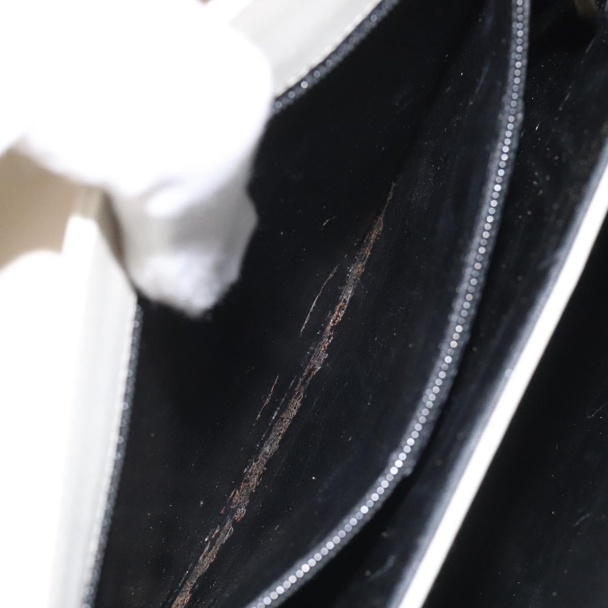 Salvatore Ferragamo Gancini Hand Bag Leather White Gold Auth 114378