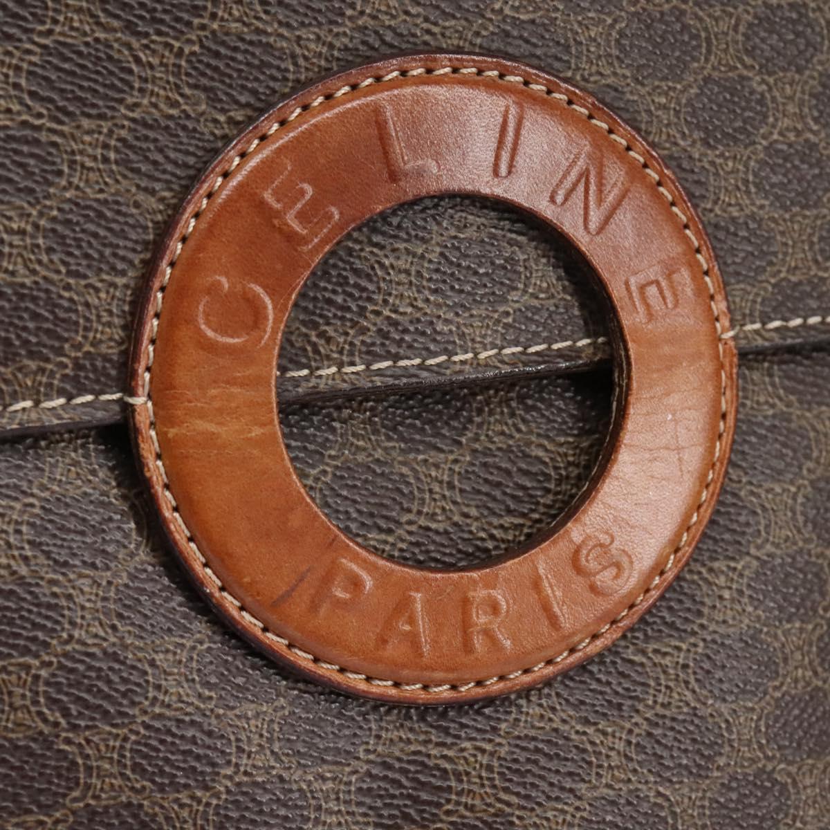 CELINE Macadam Canvas Shoulder Bag PVC Brown Gold Auth 114415