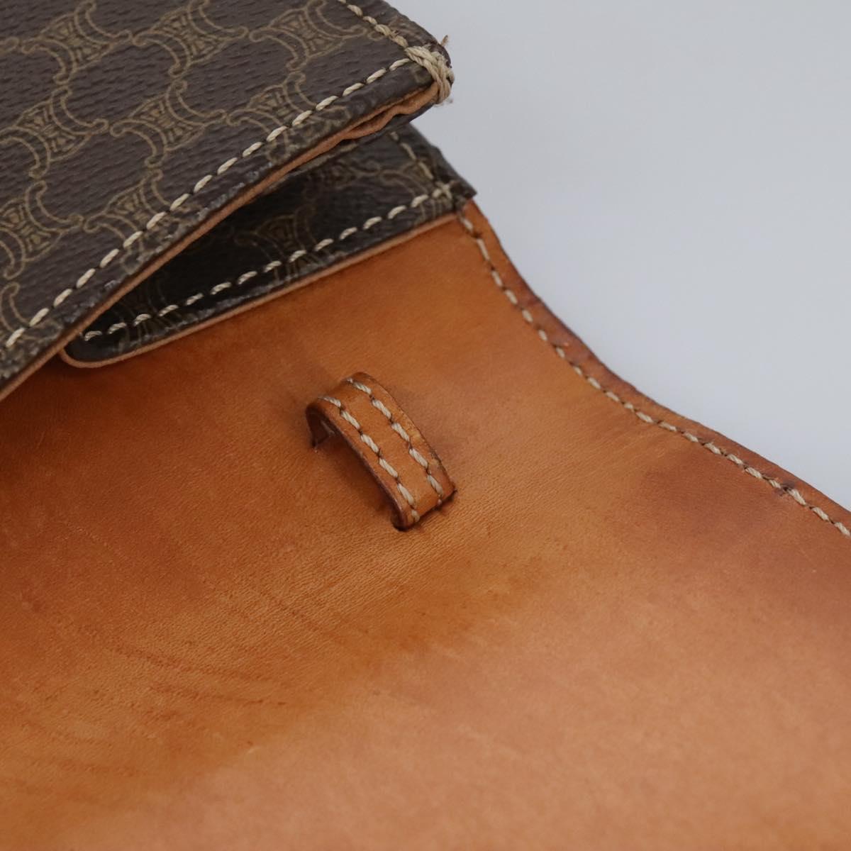 CELINE Macadam Canvas Shoulder Bag PVC Brown Gold Auth 114415