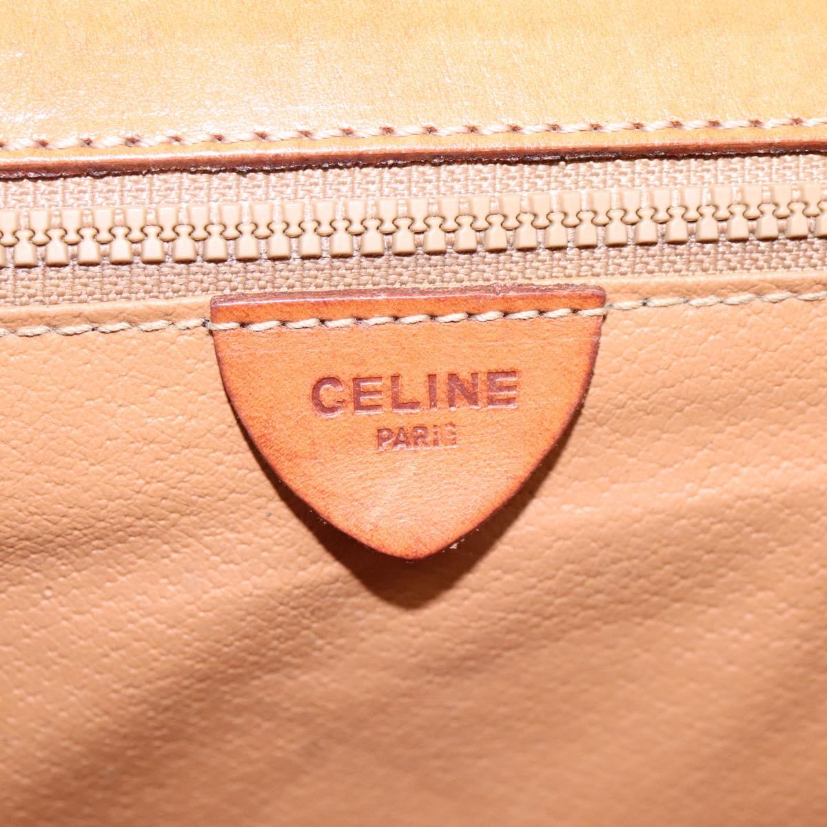 CELINE Macadam Canvas Shoulder Bag PVC Brown Gold Auth 114415