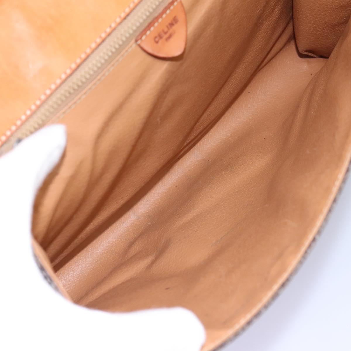 CELINE Macadam Canvas Shoulder Bag PVC Brown Gold Auth 114415