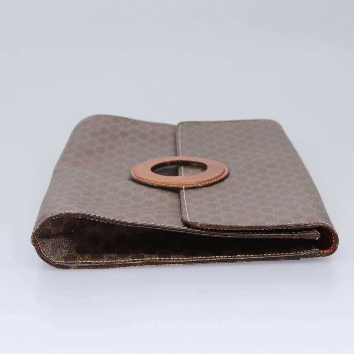 CELINE Macadam Canvas Shoulder Bag PVC Brown Gold Auth 114415