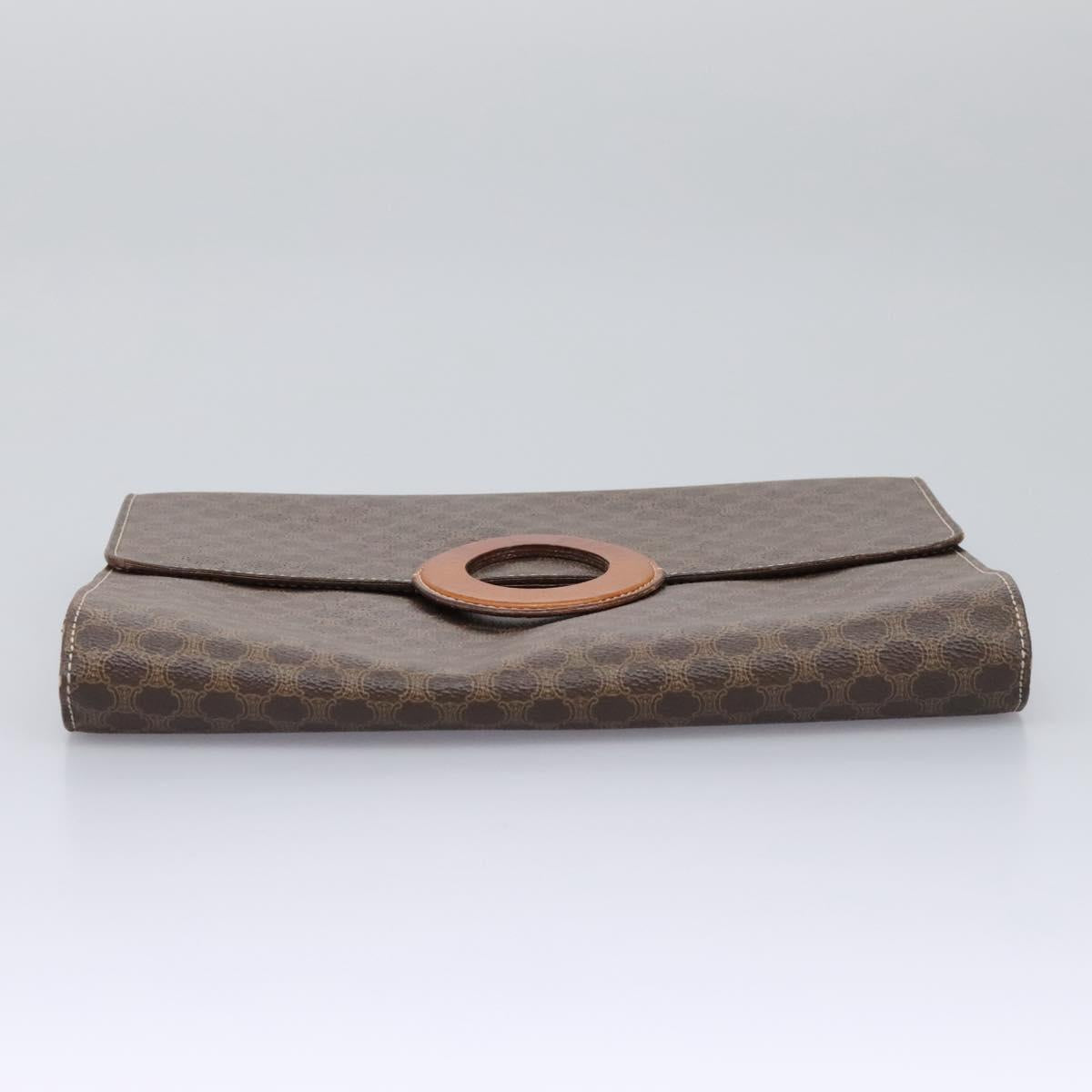 CELINE Macadam Canvas Shoulder Bag PVC Brown Gold Auth 114415