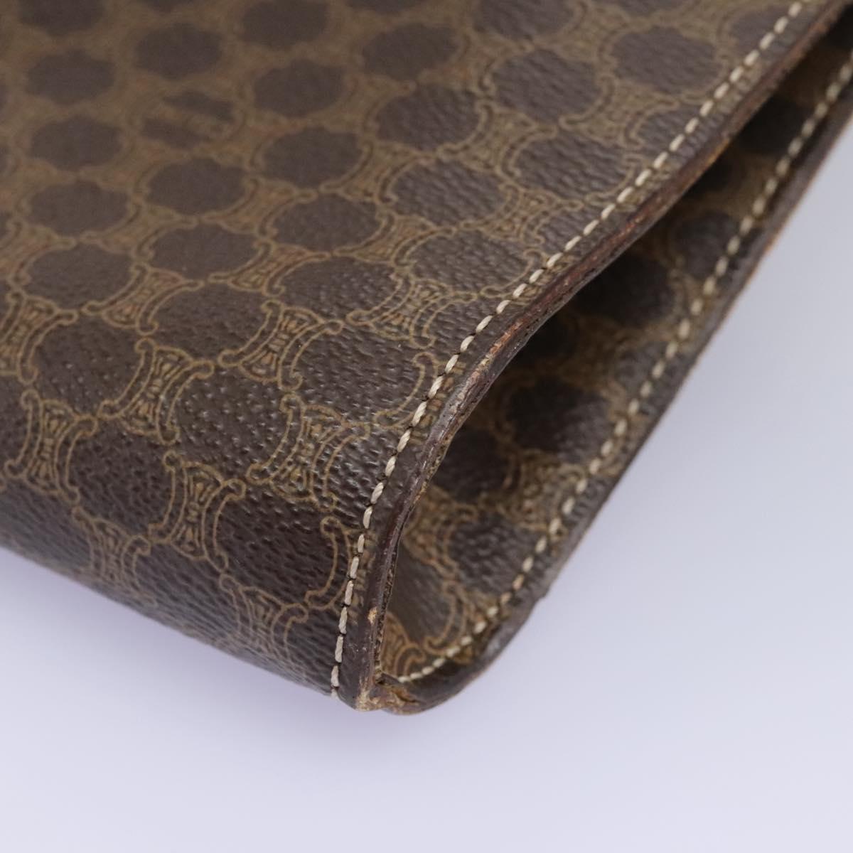 CELINE Macadam Canvas Shoulder Bag PVC Brown Gold Auth 114415