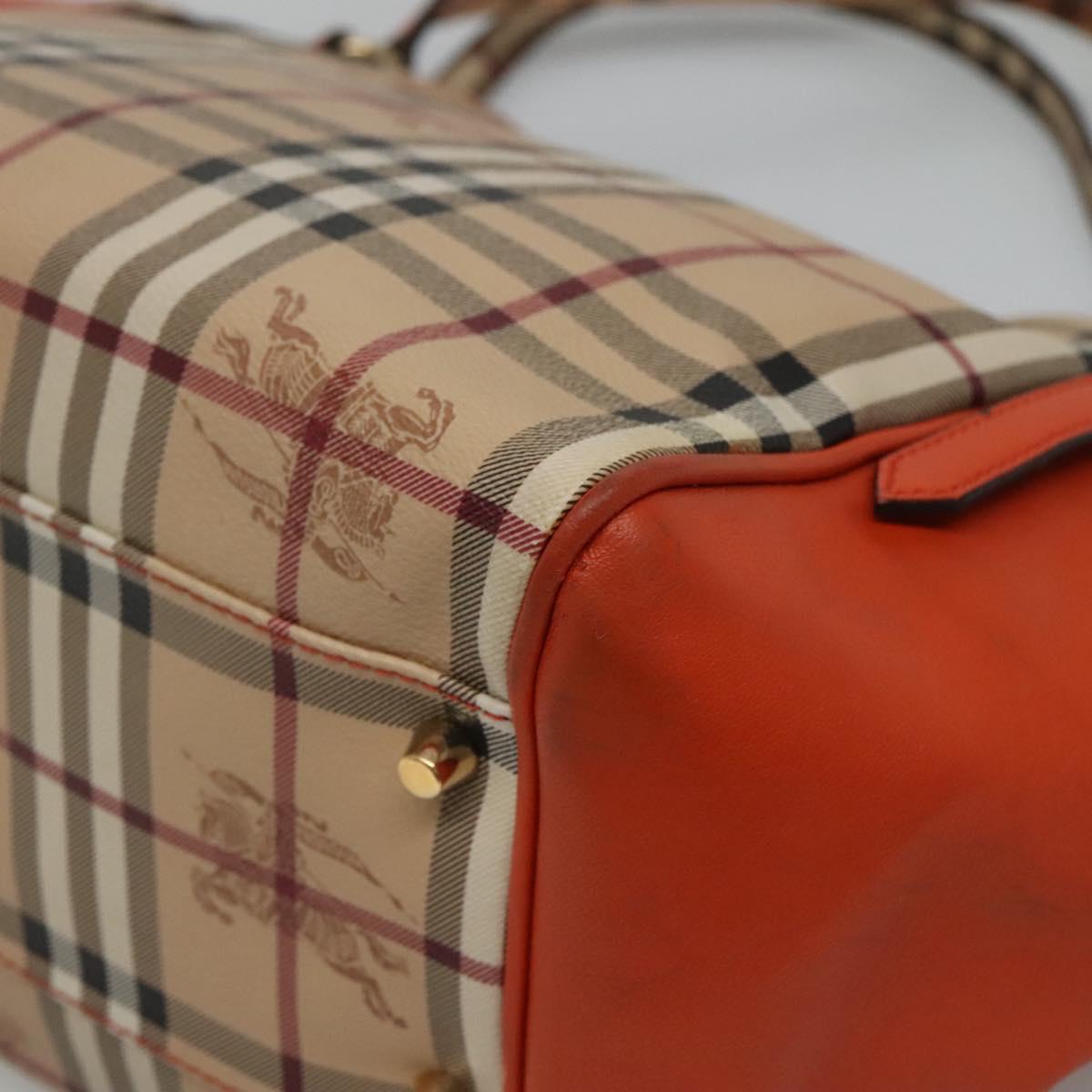 BURBERRY Nova Check Tote Bag PVC Beige Auth 114419