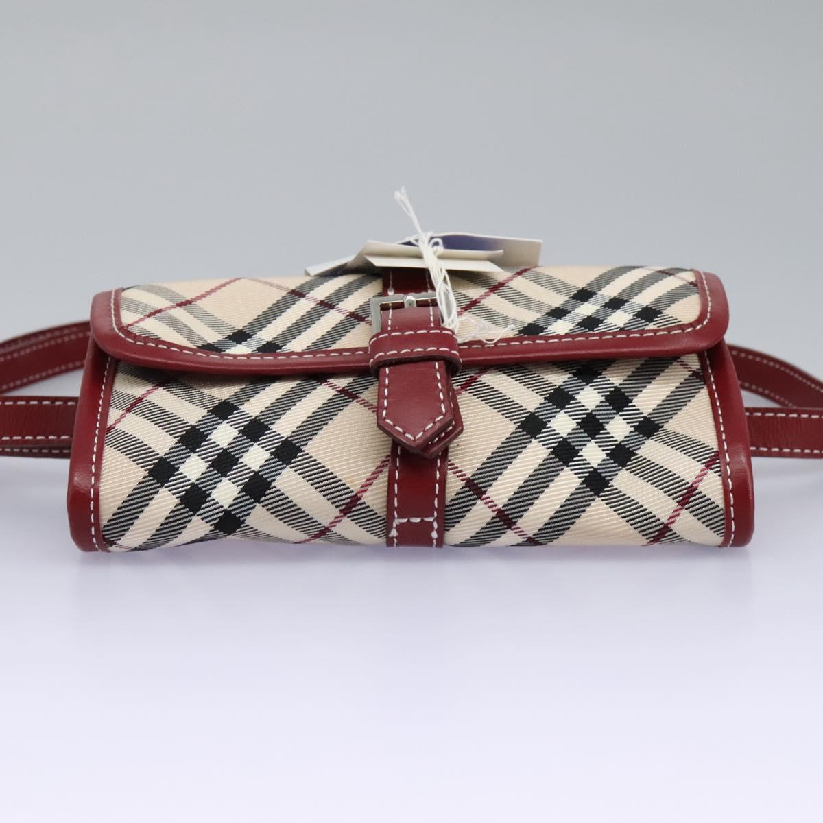 BURBERRY Nova Check Blue Label Waist bag Canvas Beige Auth 114435V