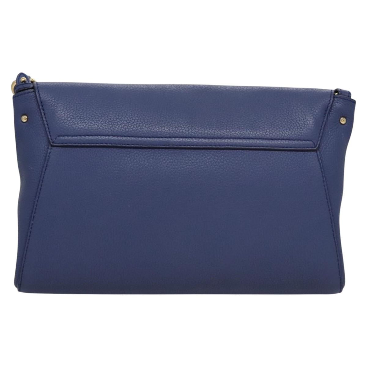 Salvatore Ferragamo Gancini Shoulder Bag Leather Blue Auth 114440