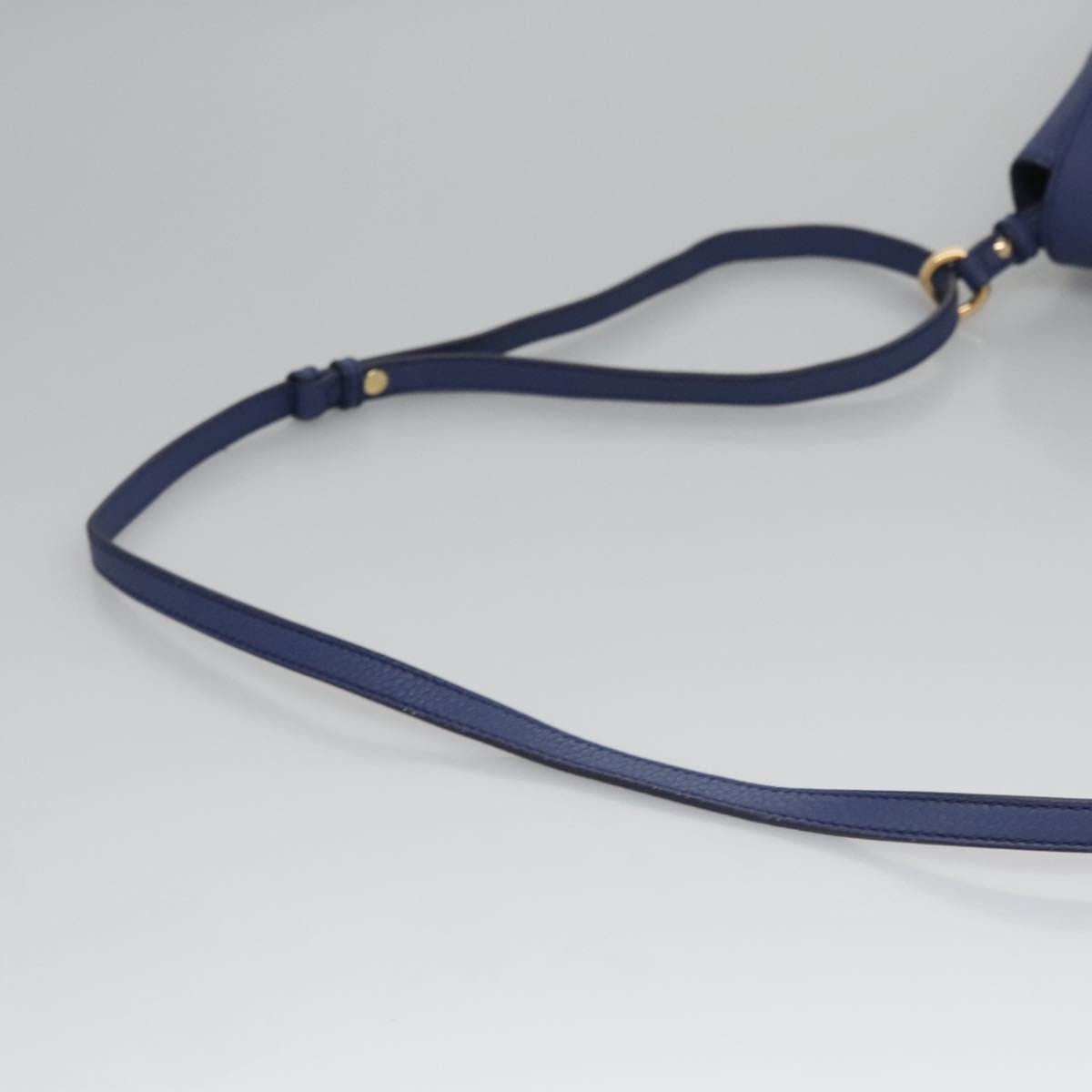 Salvatore Ferragamo Gancini Shoulder Bag Leather Blue Auth 114440