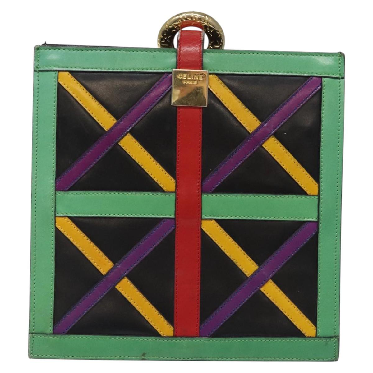 CELINE Shoulder Bag Leather Multicolor Auth 114456