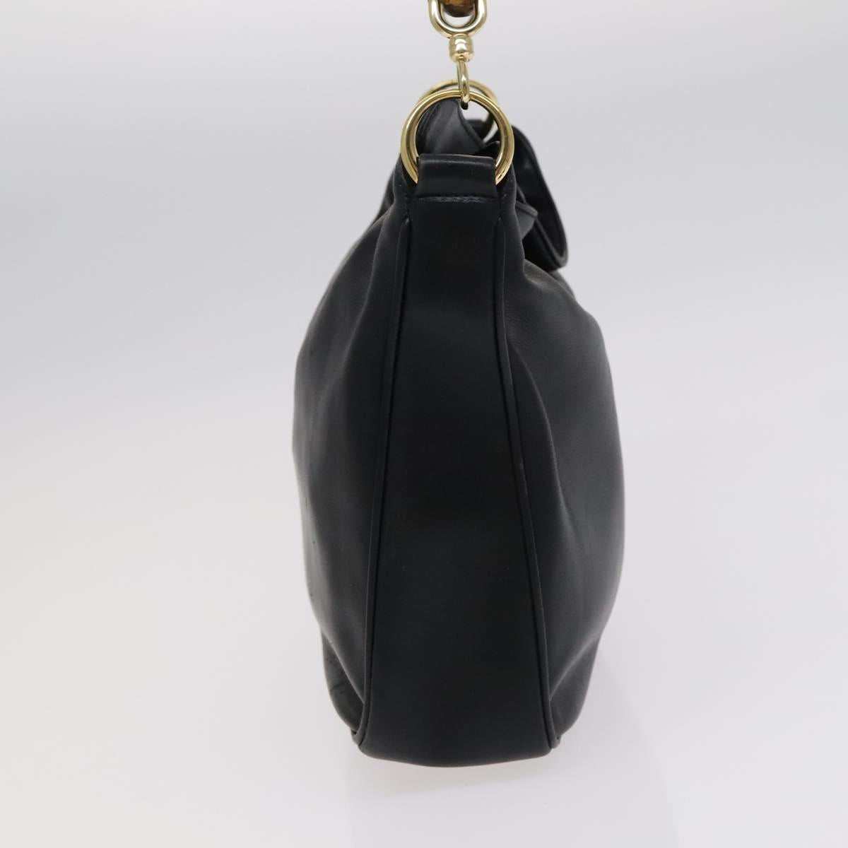 GUCCI Bamboo Hand Bag Leather 2way Black 001 1638 Auth 114458