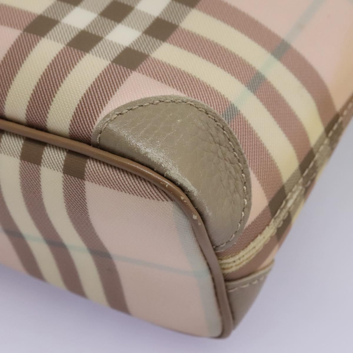 BURBERRY Nova Check Hand Bag PVC Pink Auth 114504