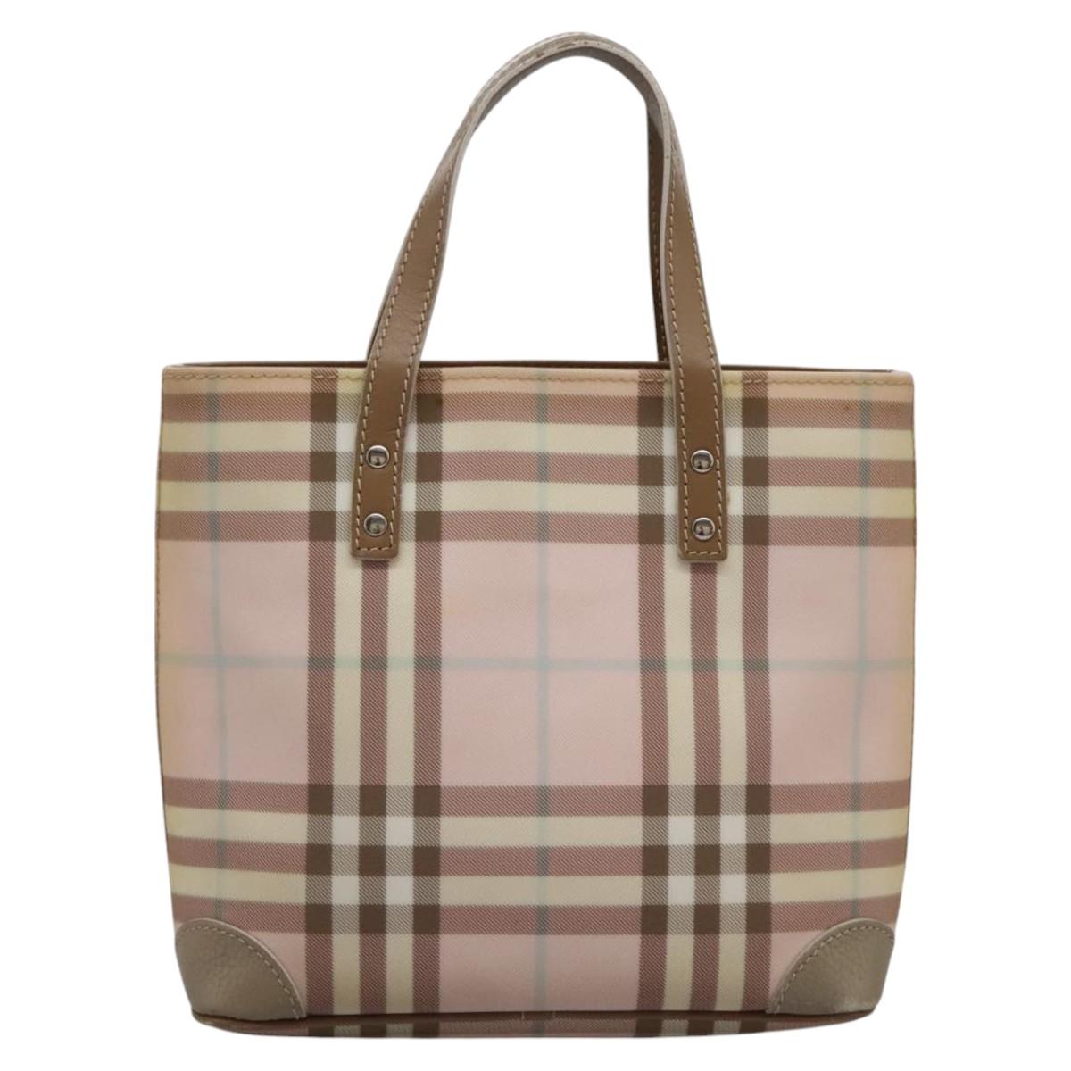 BURBERRY Nova Check Hand Bag PVC Pink Auth 114504