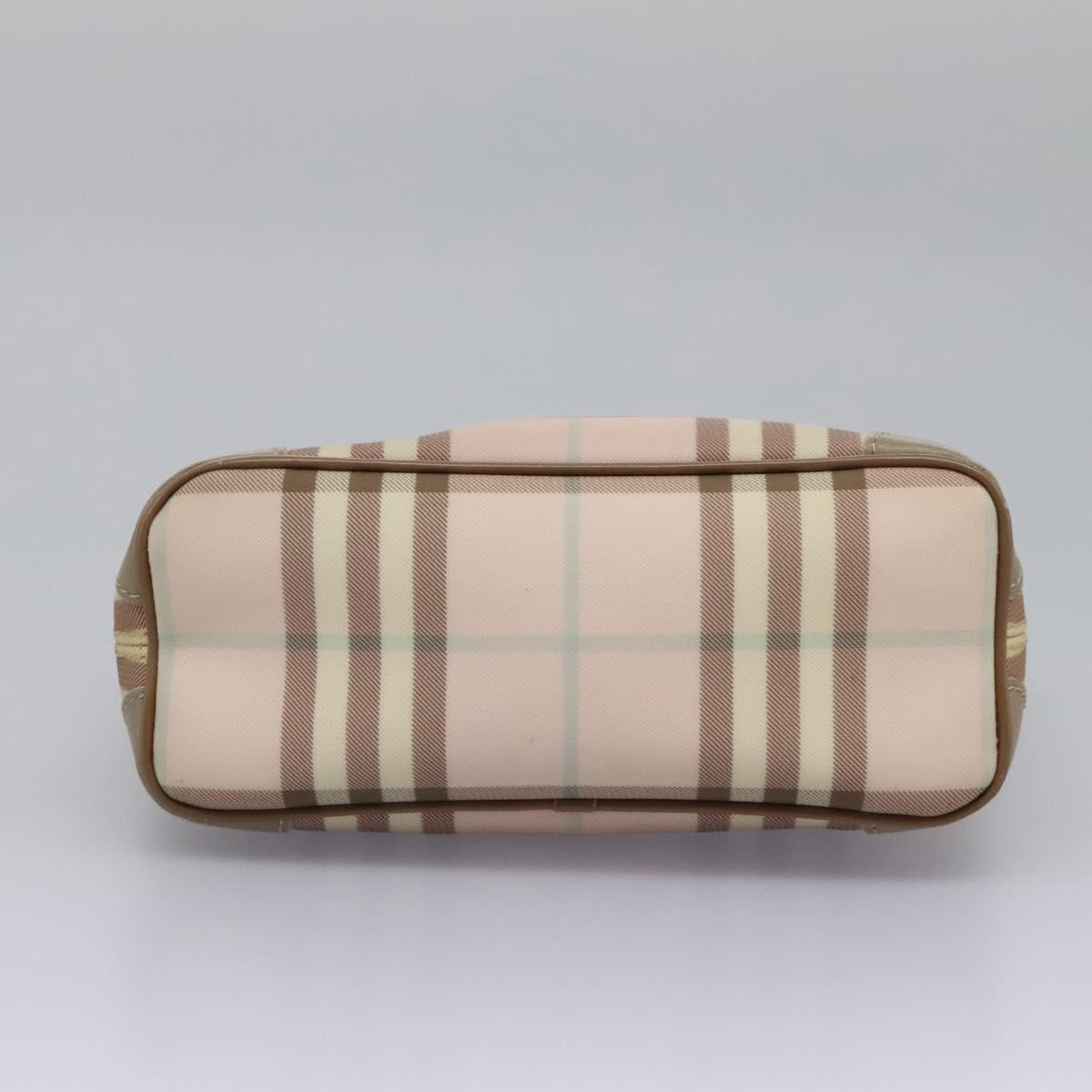 BURBERRY Nova Check Hand Bag PVC Pink Auth 114504