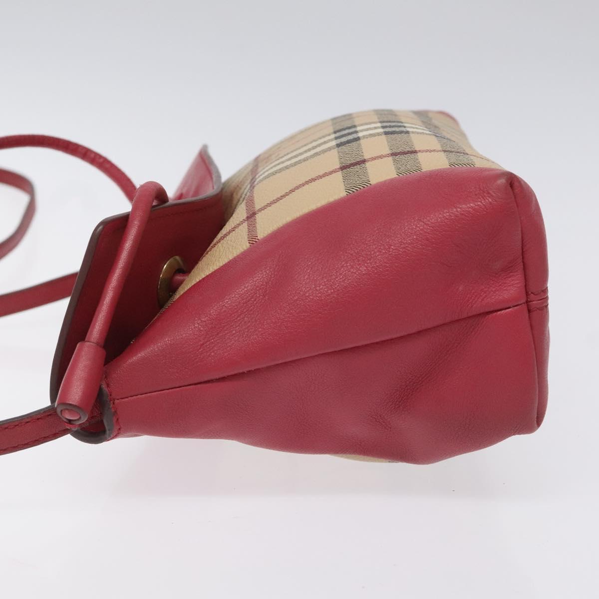 BURBERRY Nova Check Shoulder Bag PVC Pink Beige Auth 114520