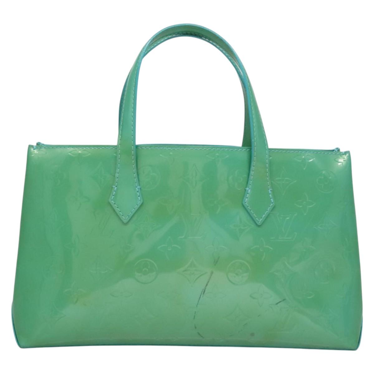 LOUIS VUITTON Monogram Vernis Wilshire PM Hand Bag Blue Lagon M91724 Auth 114561