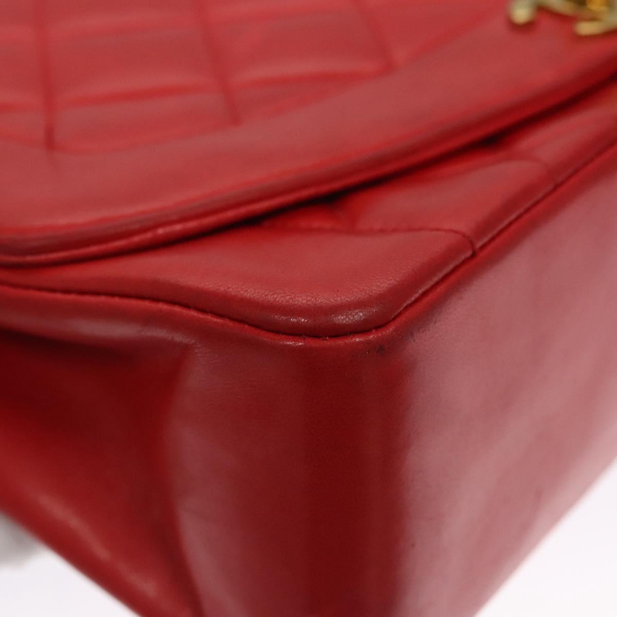 CHANEL Diana 25 Chain Shoulder Bag Lamb Skin Red CC Auth 114568A