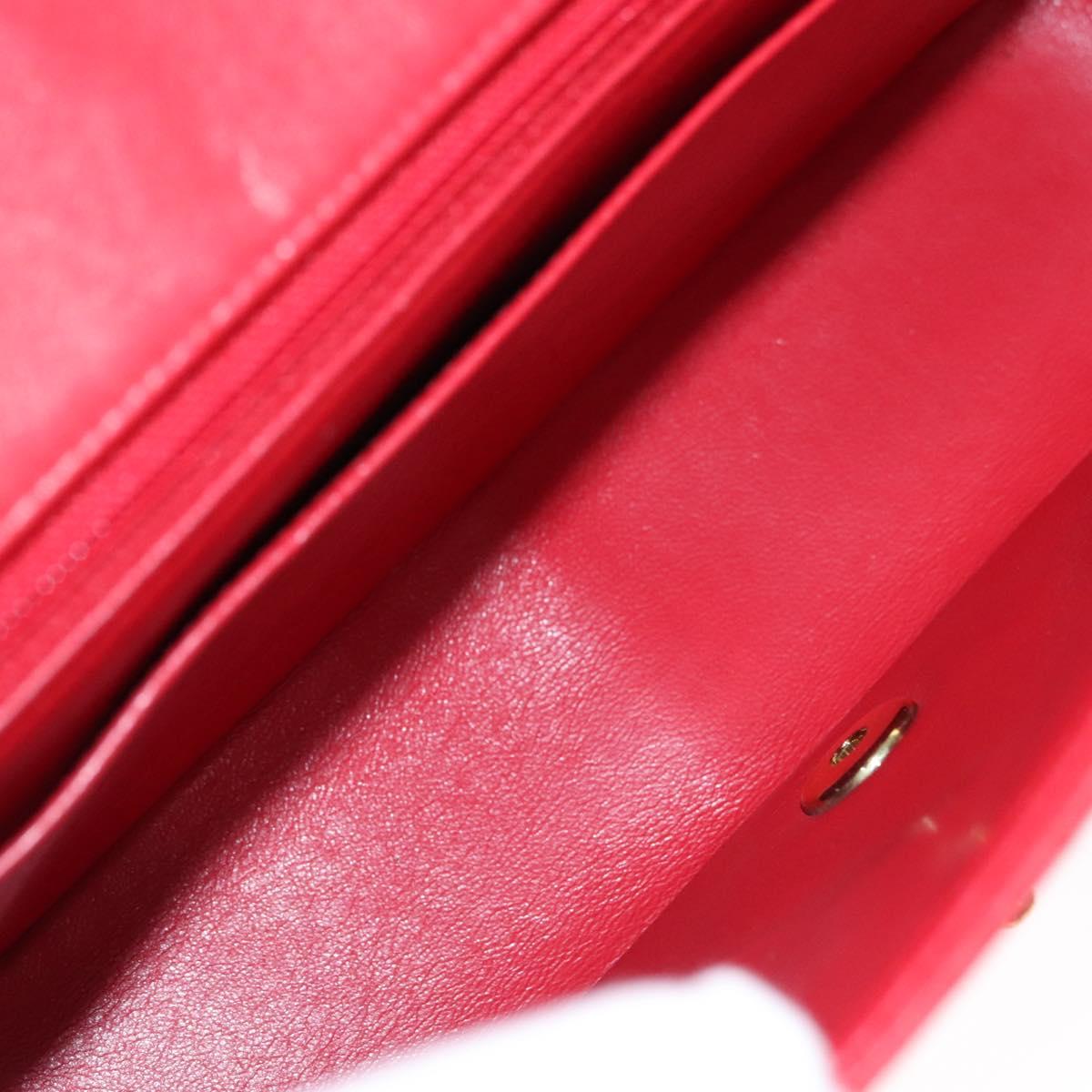 CHANEL Diana 25 Chain Shoulder Bag Lamb Skin Red CC Auth 114568A