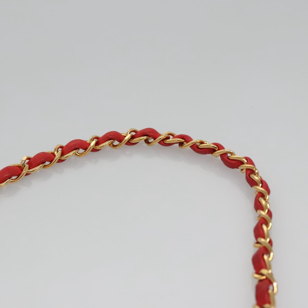 CHANEL Diana 25 Chain Shoulder Bag Lamb Skin Red CC Auth 114568A