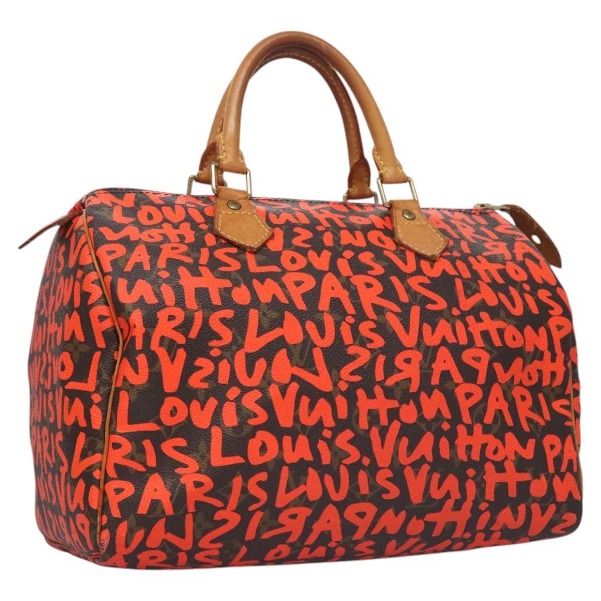 LOUIS VUITTON Monogram Graffiti Speedy 30 Hand Bag Orange M93705 LV Auth 114571A