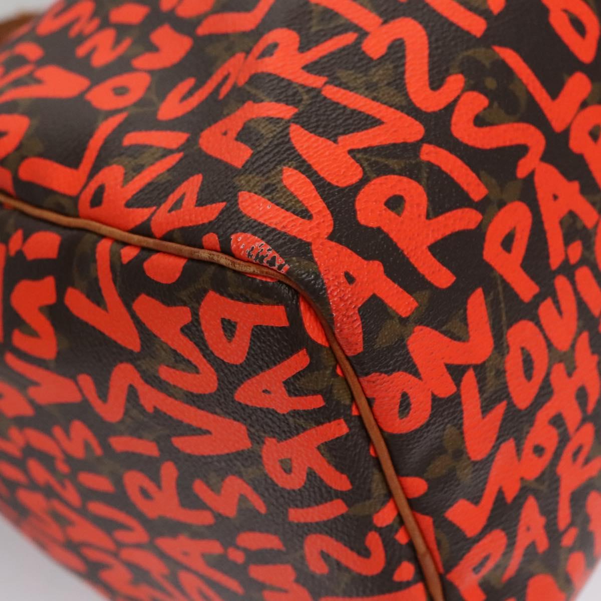 LOUIS VUITTON Monogram Graffiti Speedy 30 Hand Bag Orange M93705 LV Auth 114571A