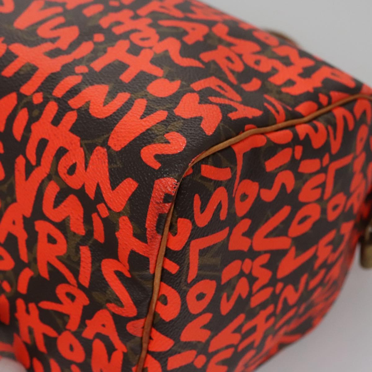 LOUIS VUITTON Monogram Graffiti Speedy 30 Hand Bag Orange M93705 LV Auth 114571A