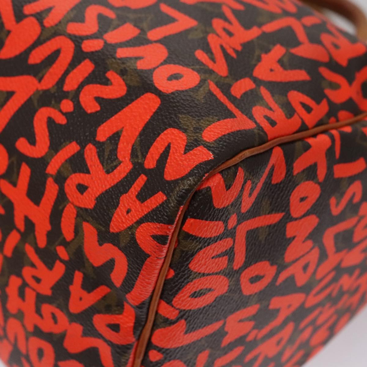 LOUIS VUITTON Monogram Graffiti Speedy 30 Hand Bag Orange M93705 LV Auth 114571A