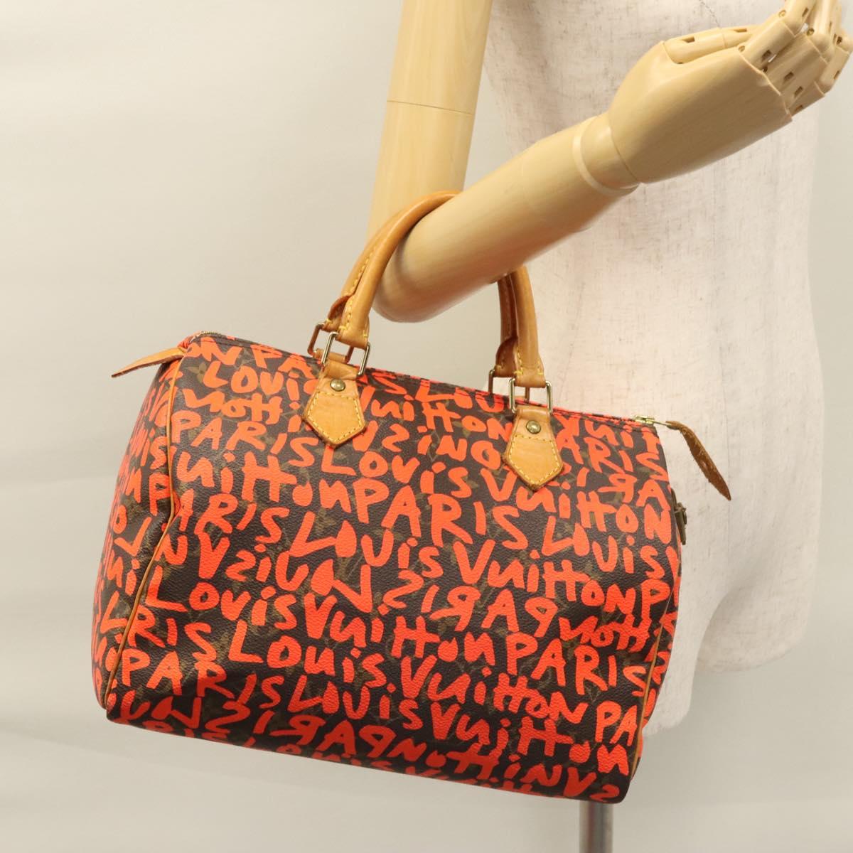LOUIS VUITTON Monogram Graffiti Speedy 30 Hand Bag Orange M93705 LV Auth 114571A