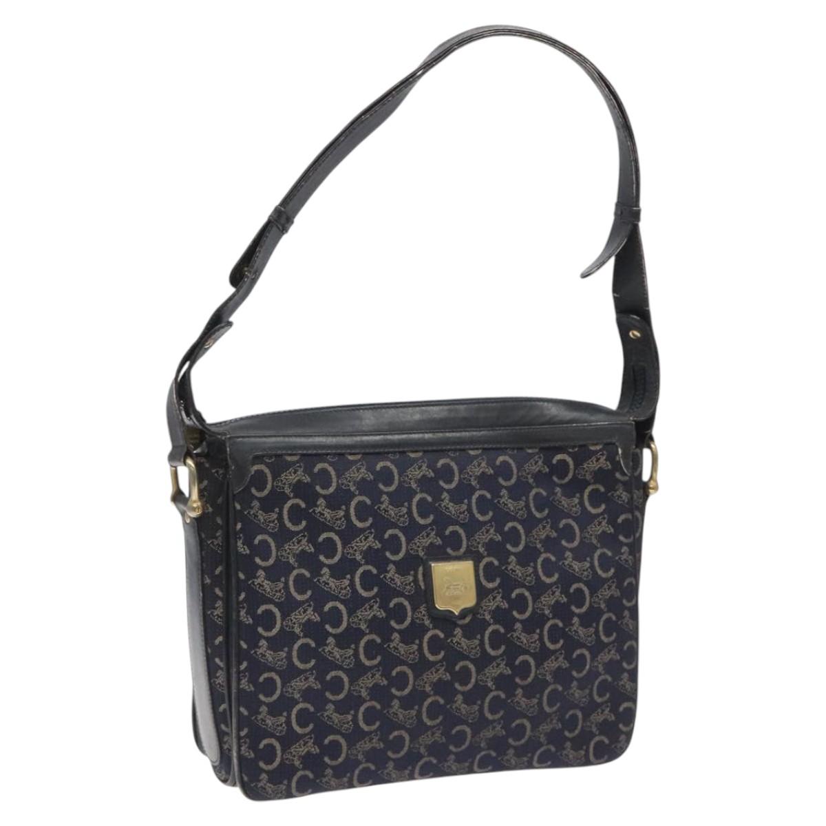 CELINE C Sulky Shoulder Bag Canvas Navy Auth 114587