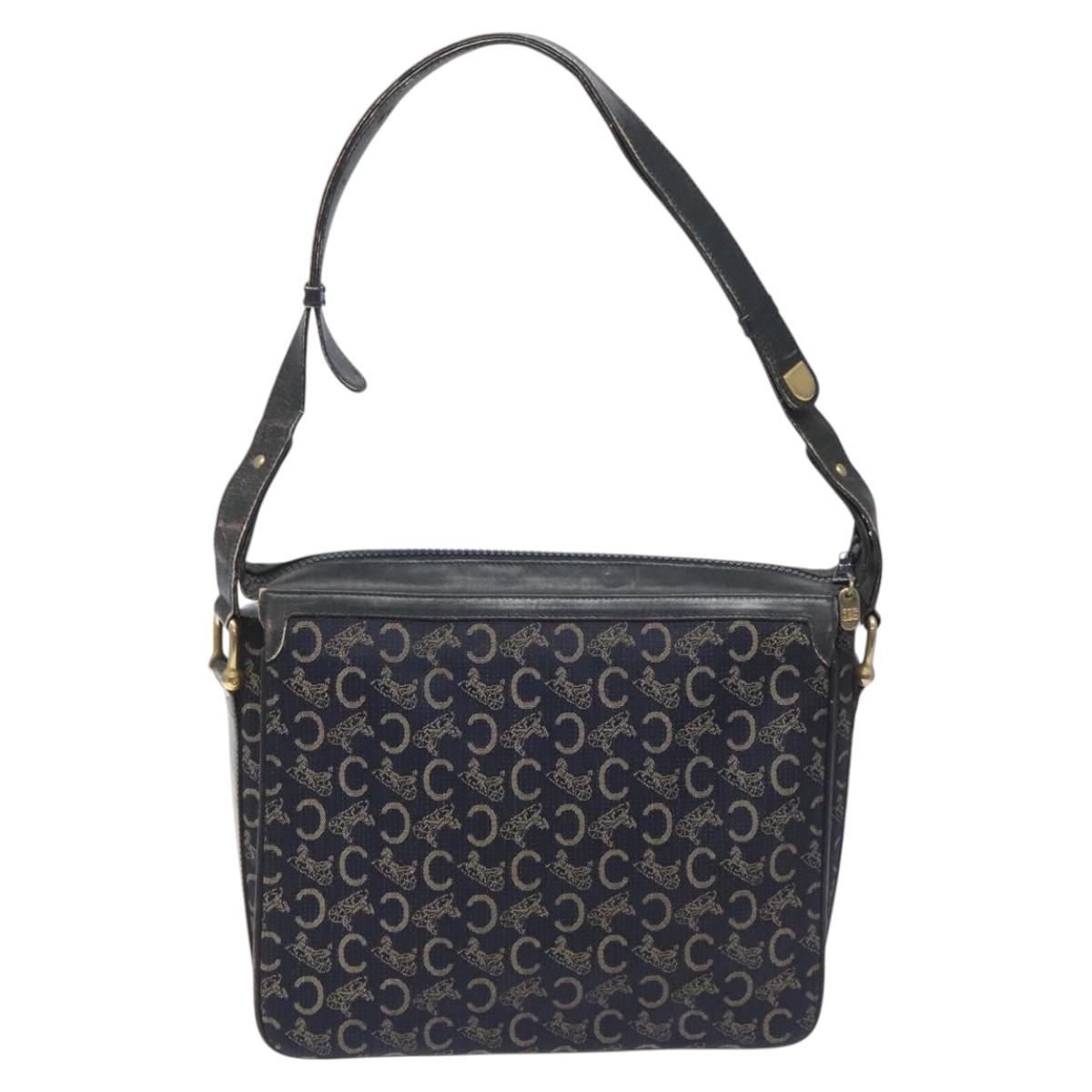 CELINE C Sulky Shoulder Bag Canvas Navy Auth 114587