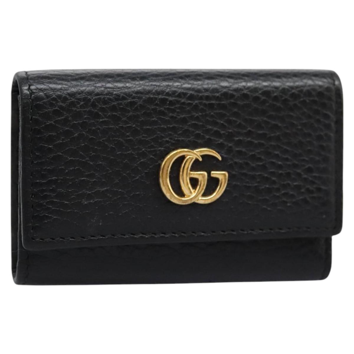 GUCCI Key Case Leather Black 456118 Auth 114623