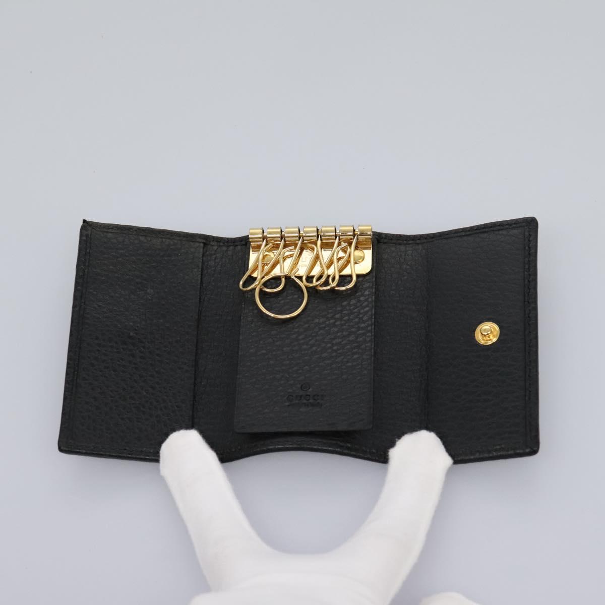 GUCCI Key Case Leather Black 456118 Auth 114623