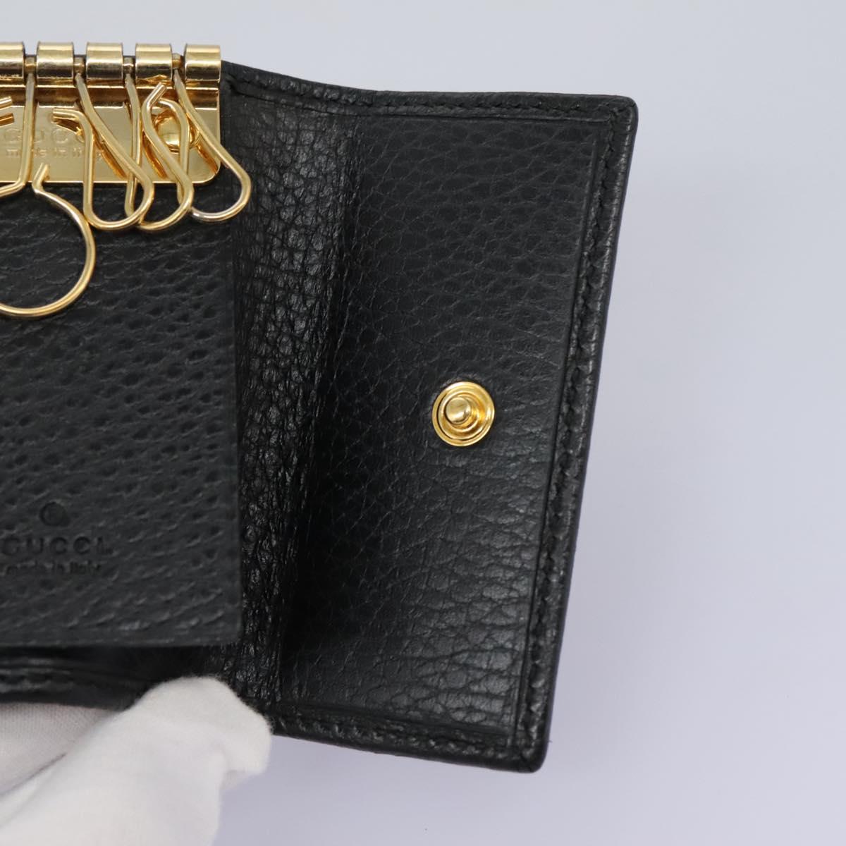 GUCCI Key Case Leather Black 456118 Auth 114623