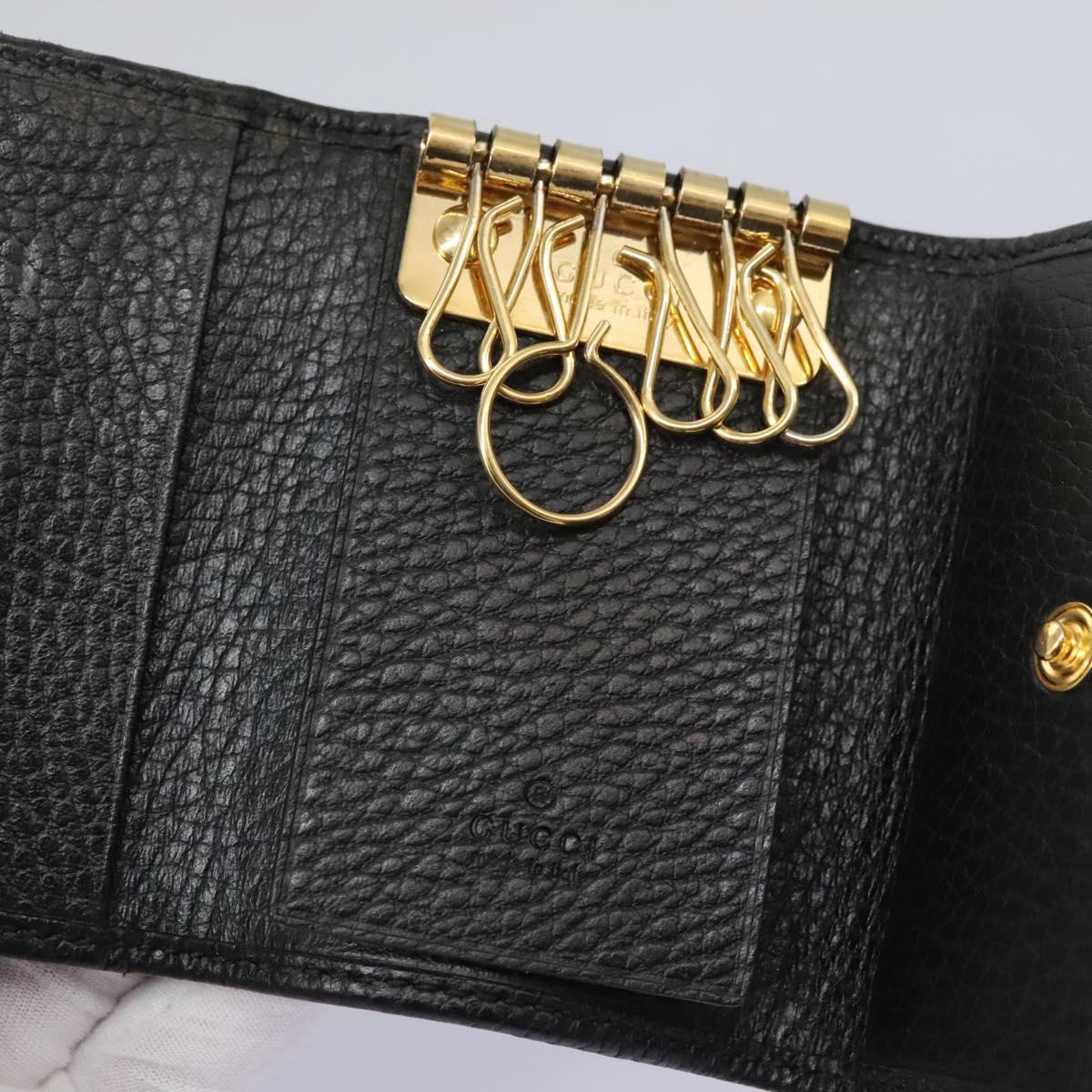 GUCCI Key Case Leather Black 456118 Auth 114623