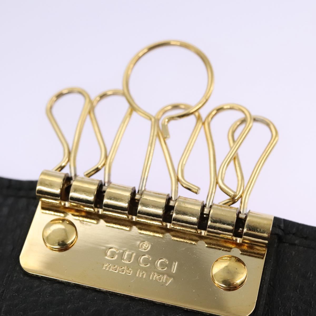 GUCCI Key Case Leather Black 456118 Auth 114623