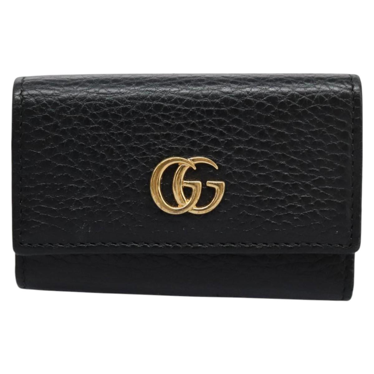 GUCCI Key Case Leather Black 456118 Auth 114623