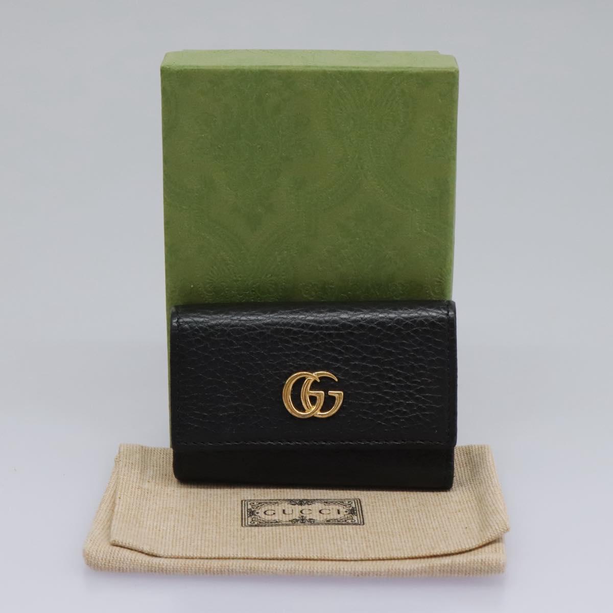 GUCCI Key Case Leather Black 456118 Auth 114623