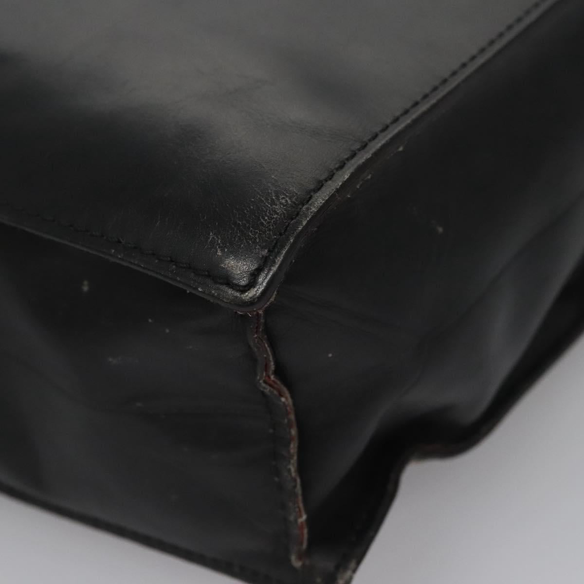 CELINE Hand Bag Leather Black Auth 114646