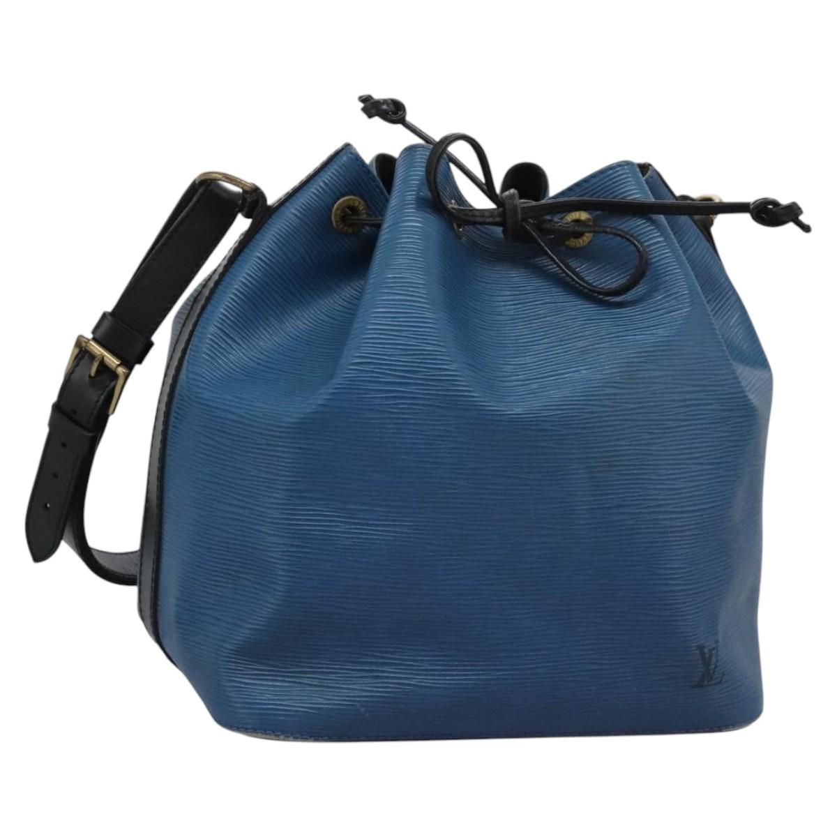 LOUIS VUITTON Epi Petit Noe Shoulder Bag Bicolor Black Blue M44152 Auth 114681
