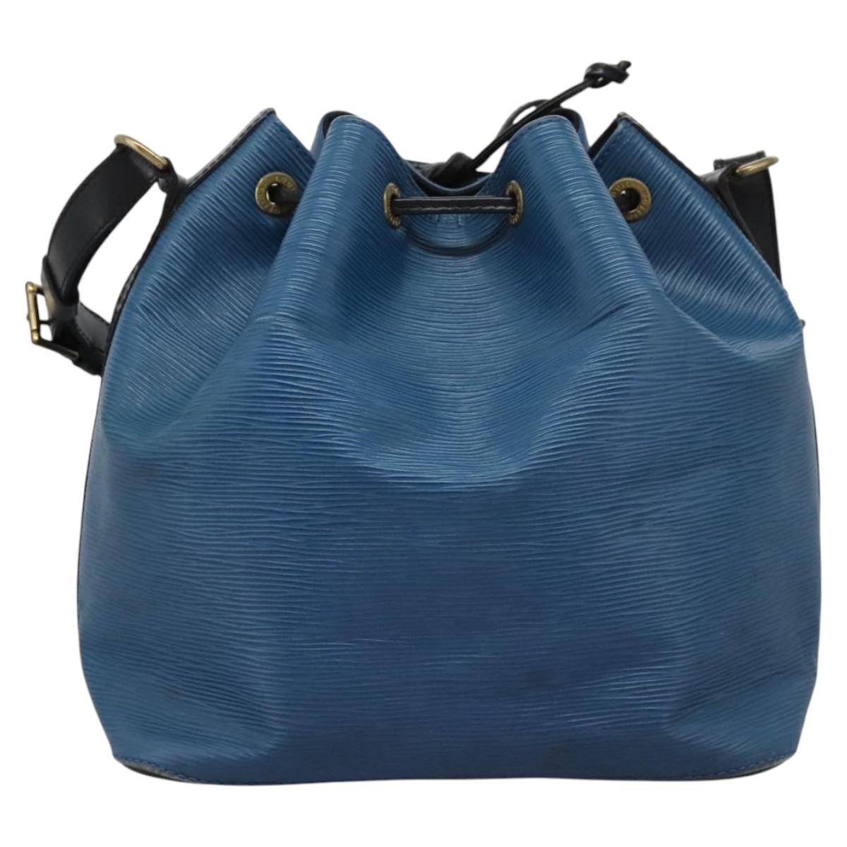 LOUIS VUITTON Epi Petit Noe Shoulder Bag Bicolor Black Blue M44152 Auth 114681